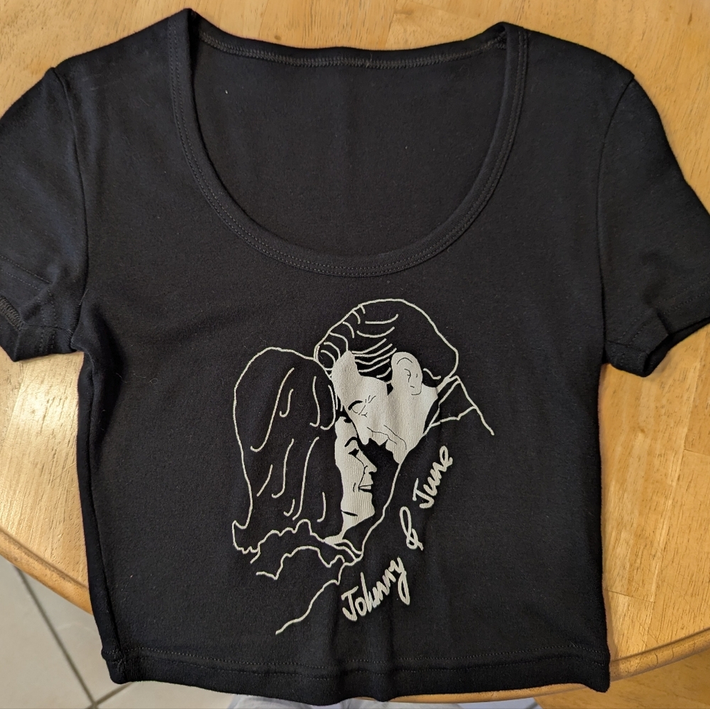 Johnny & June Cash American Apparel Black Crop Top - Size Small